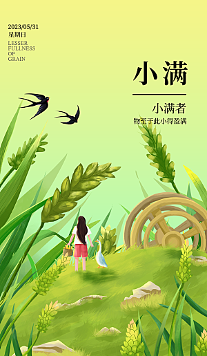 小满节气简约大气海报