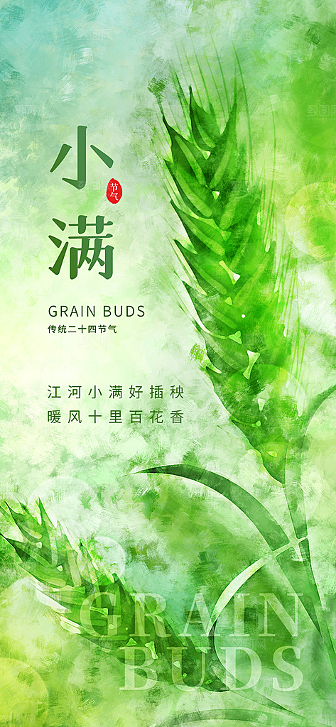 传统节气小满海报模版