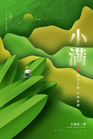 小满节气简约大气海报