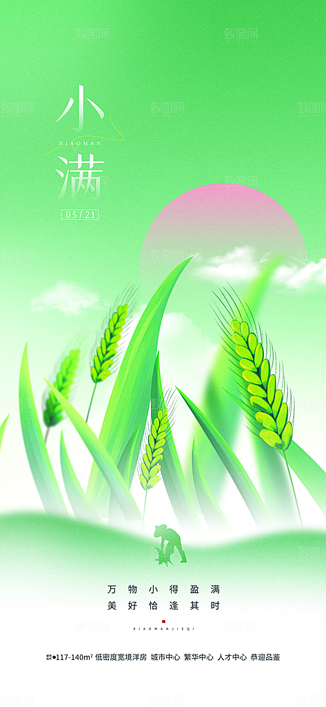 小满节气简约大气海报
