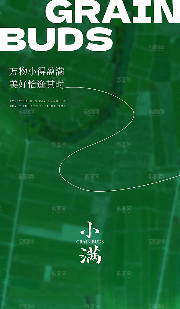 小满节气简约大气海报