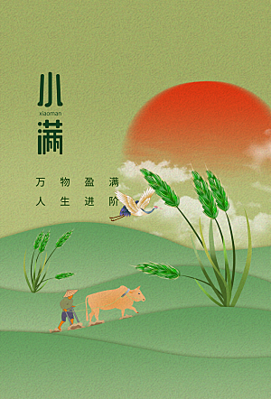 传统节气小满海报模版