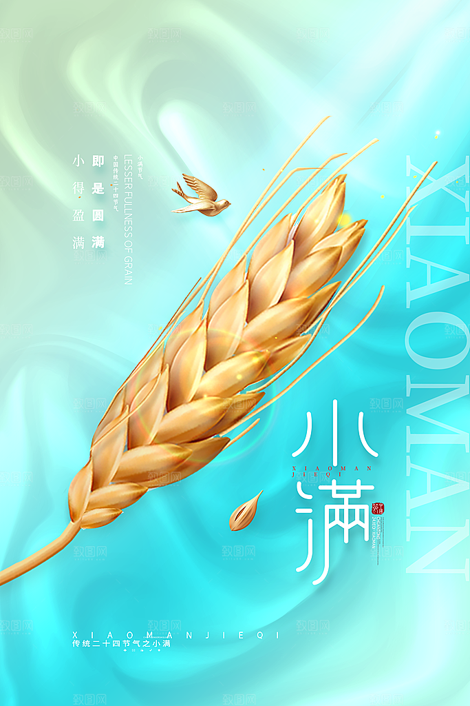 传统节气小满海报模版