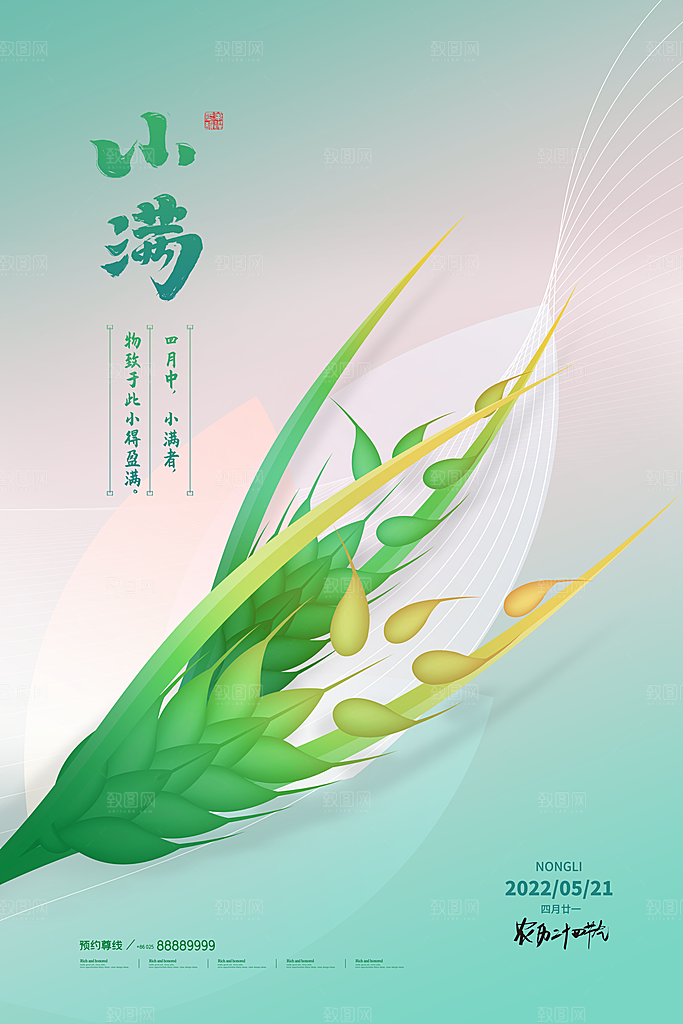 传统节气小满海报模版