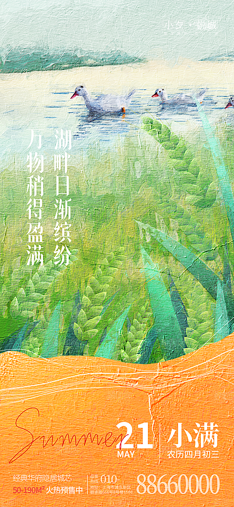 小满节气简约大气海报