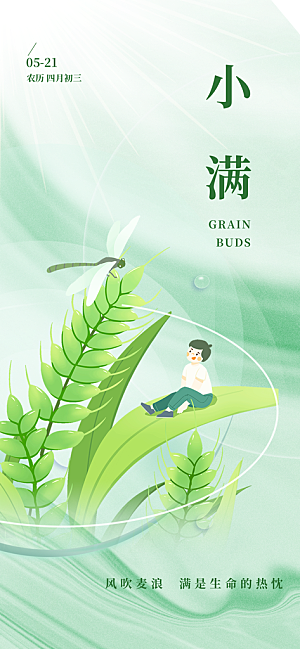 小满节气简约大气海报