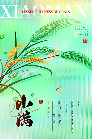 小满节气简约大气海报