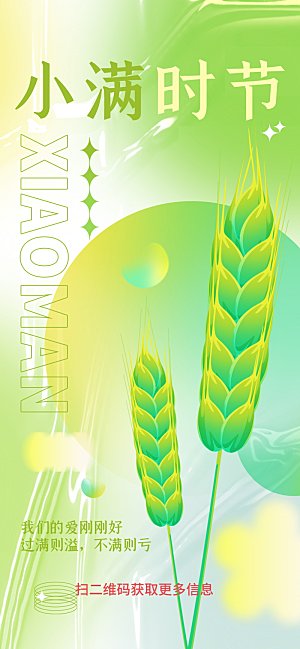 小满节气简约大气海报