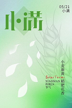 小满节气简约大气海报