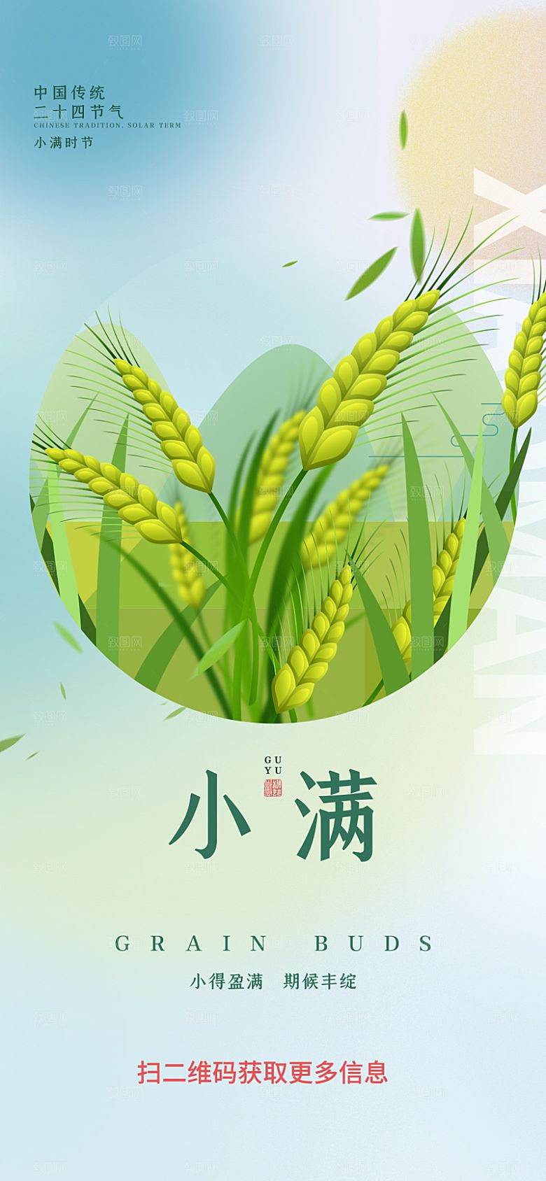 小满节气简约大气海报