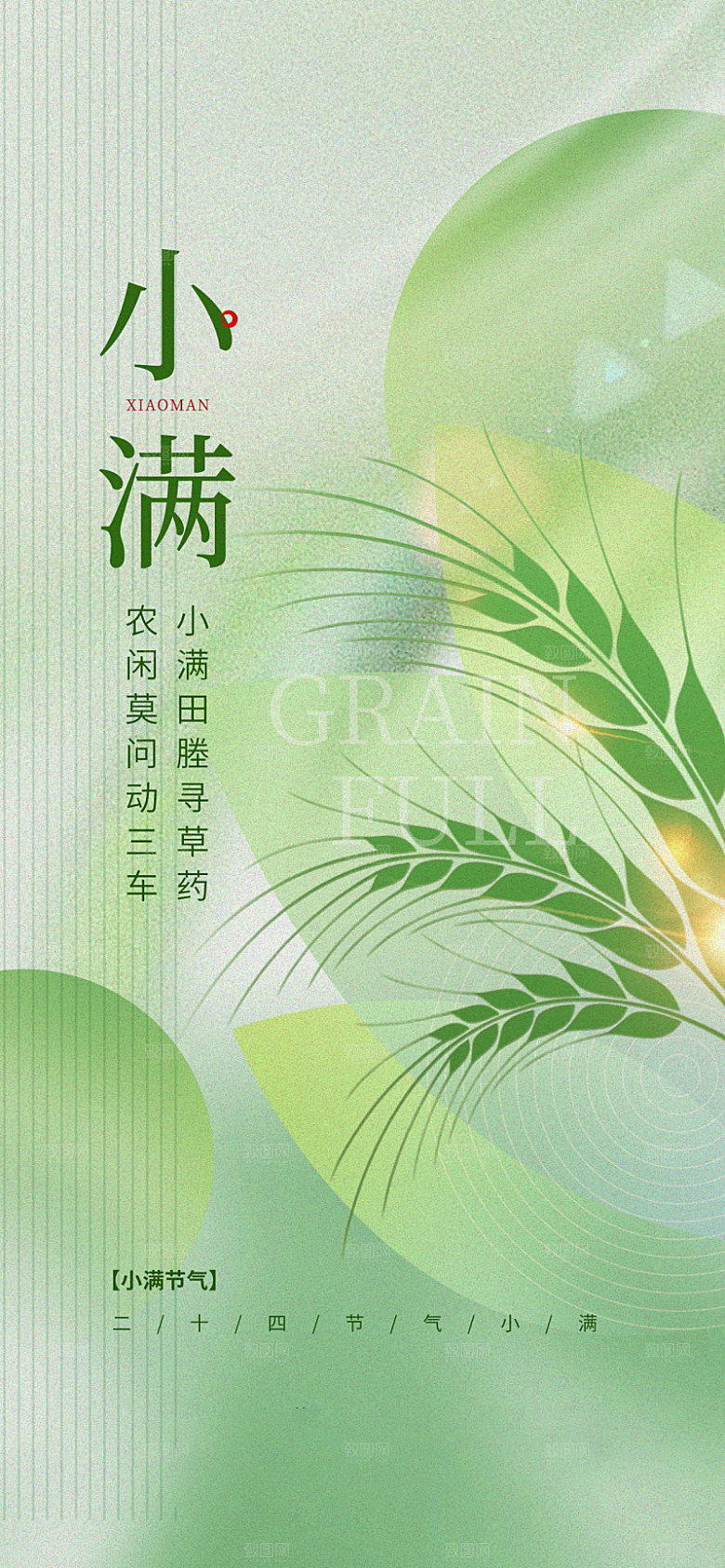 小满节气简约大气海报