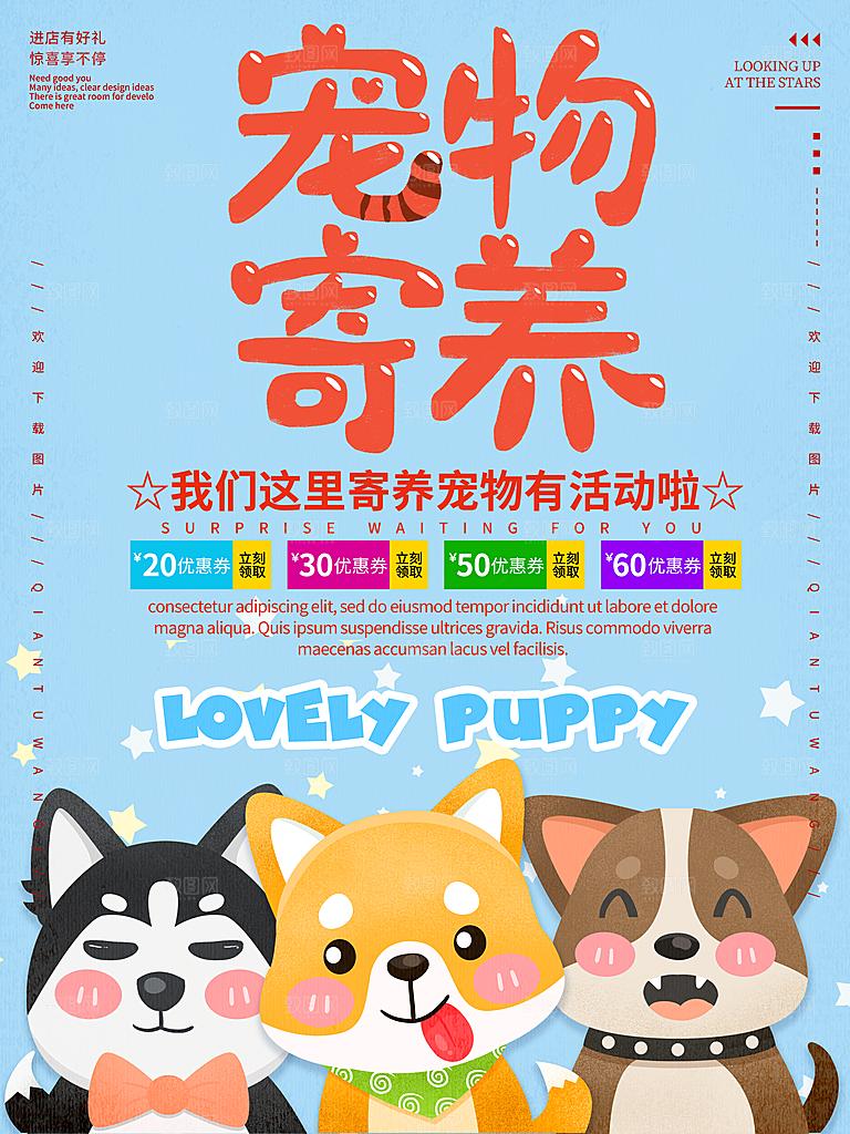 宠物动物口粮商店美容海报