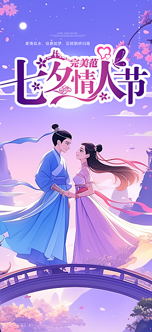 甜蜜美丽情人节爱情活动七夕节海报