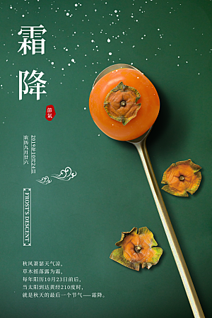 霜降节气简约大气海报