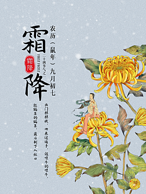 霜降节气简约大气海报
