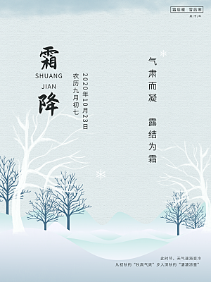 霜降节气简约大气海报