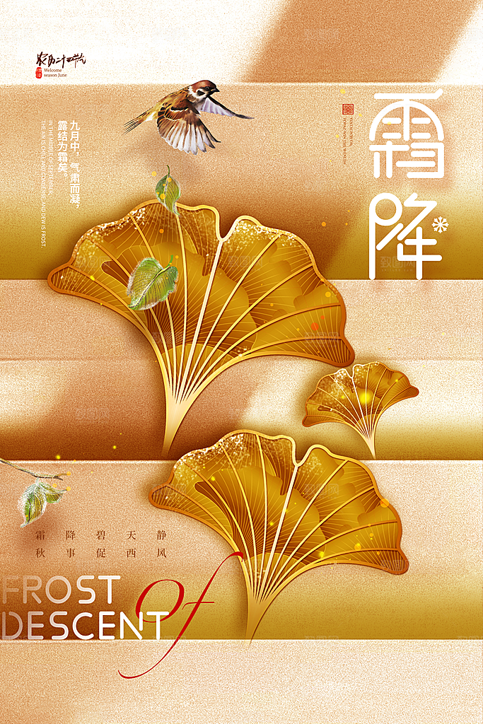 霜降节气简约大气海报