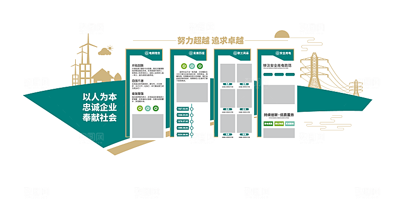 电力供电公司国电绿金色文化墙背景墙
