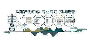 电力供电公司绿色山水文化墙背景墙