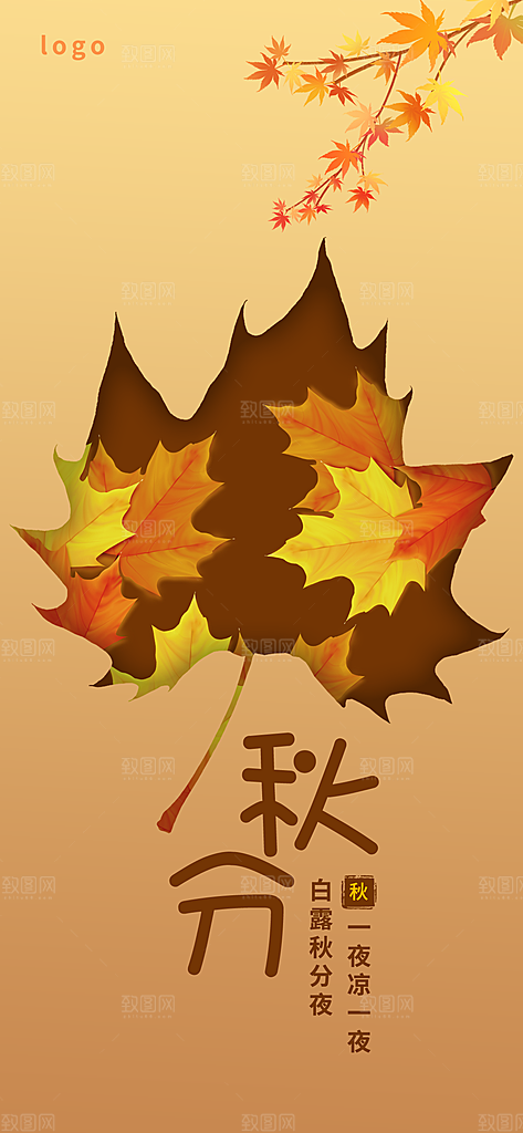 秋分节气简约大气海报