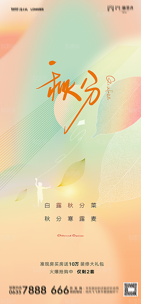 秋分节气简约大气海报