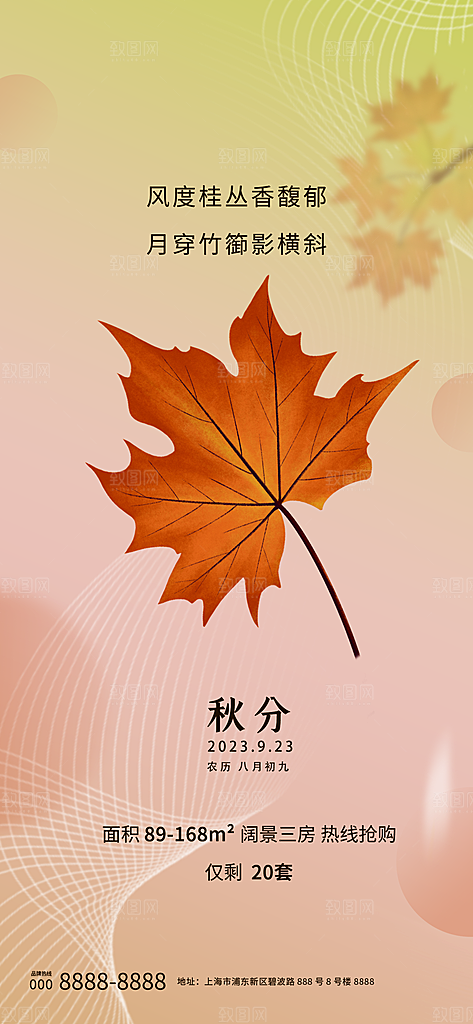 秋分节气简约大气海报