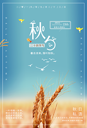 传统节气秋分海报模版
