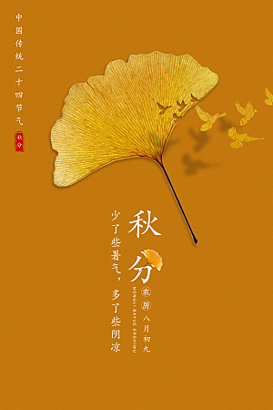 秋分节气简约大气海报
