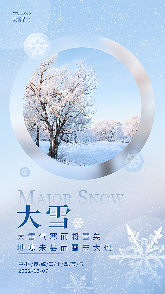 大雪节气简约大气海报