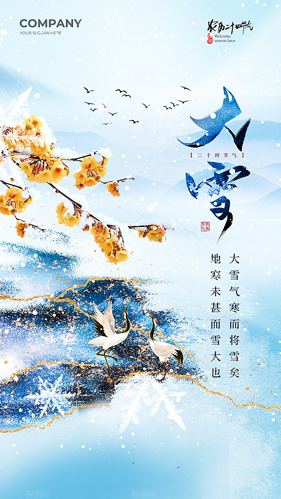 大雪节气简约大气海报