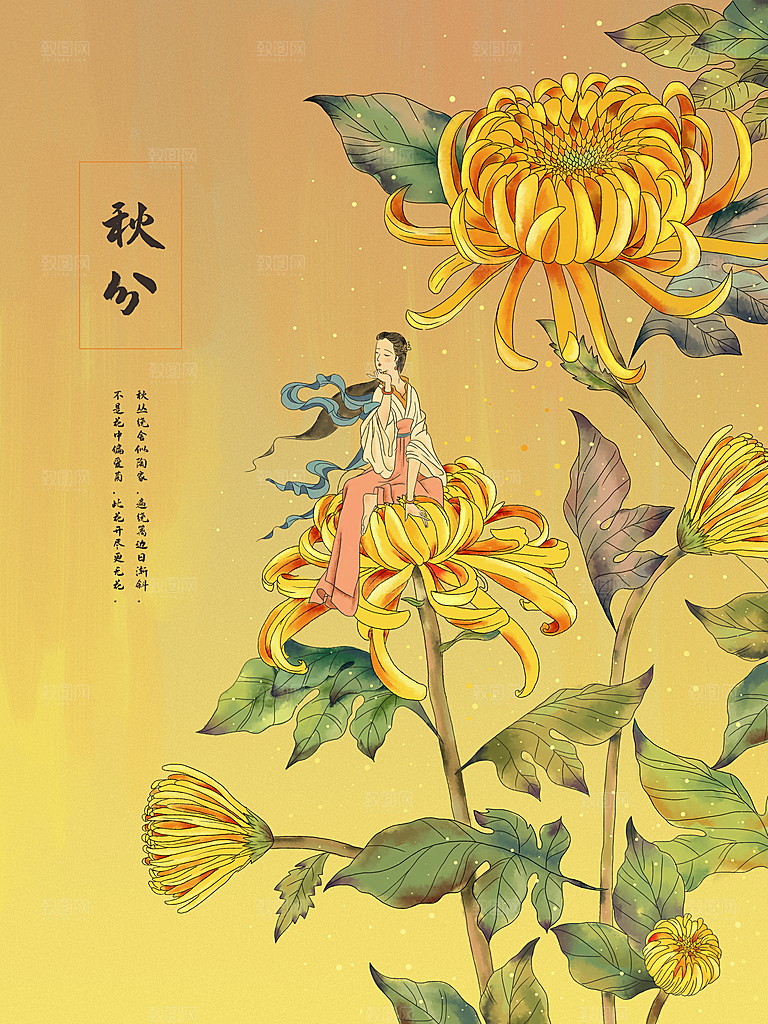 秋分节气简约大气海报