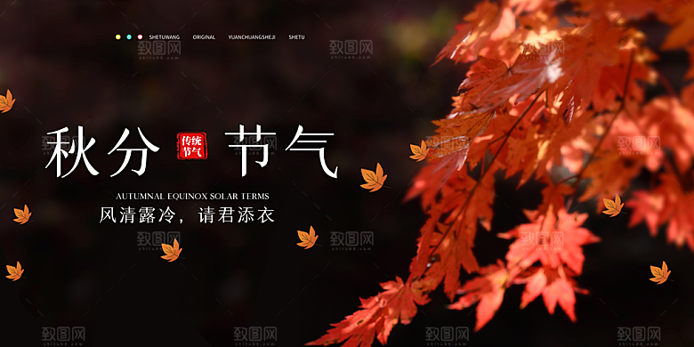 传统节气秋分海报模版