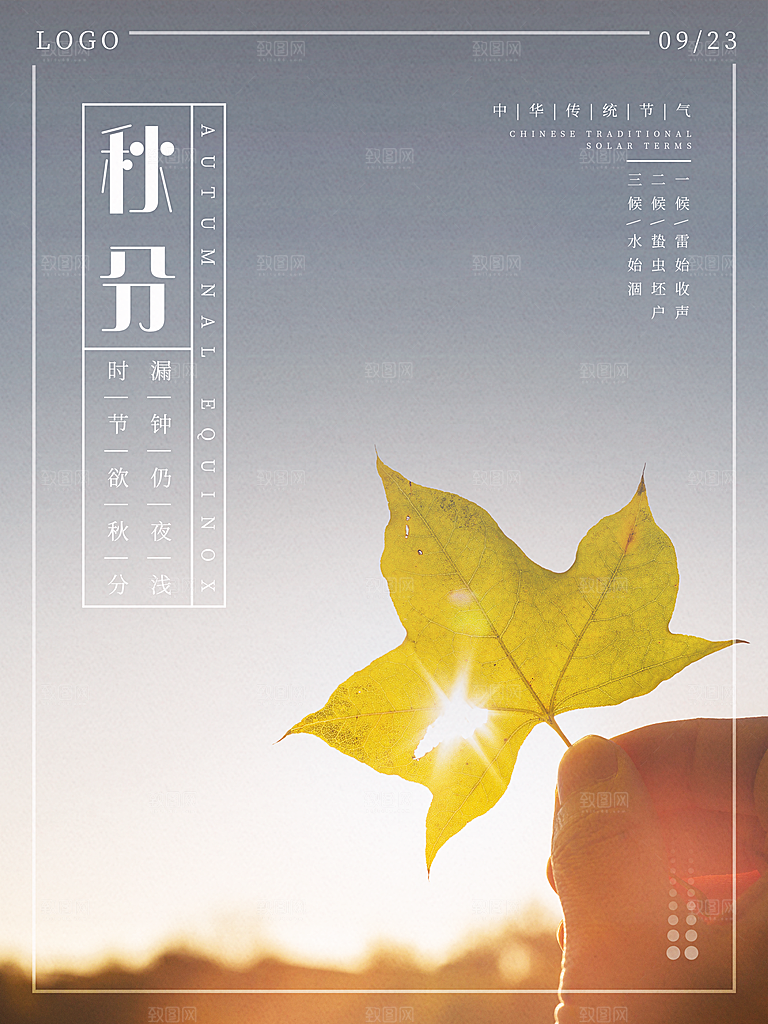 秋分节气简约大气海报