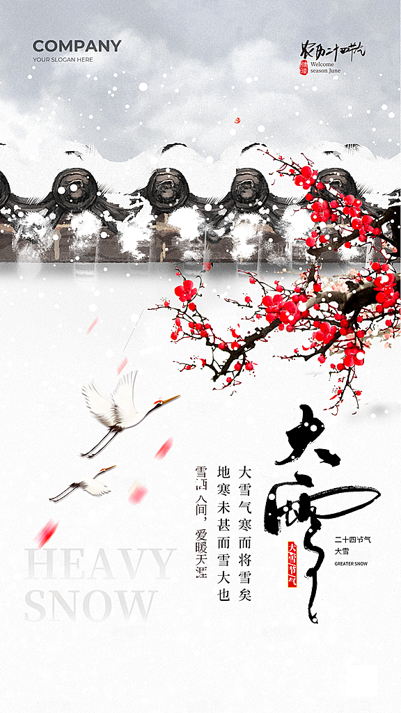 大雪节气简约大气海报