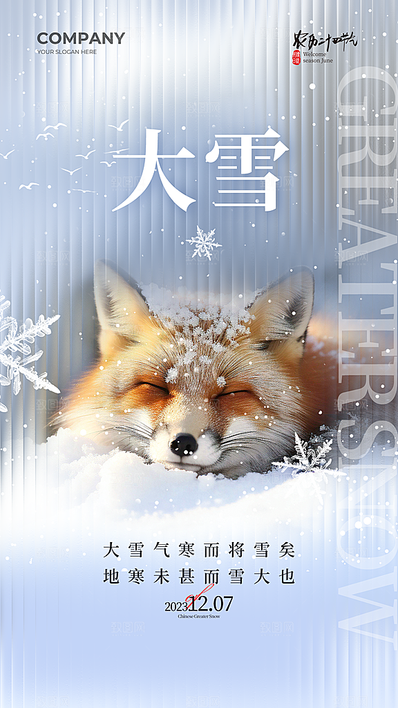 大雪节气简约大气海报