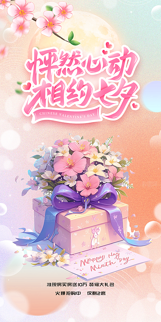 节日浪漫甜蜜美丽情人节爱情活动七夕节海报