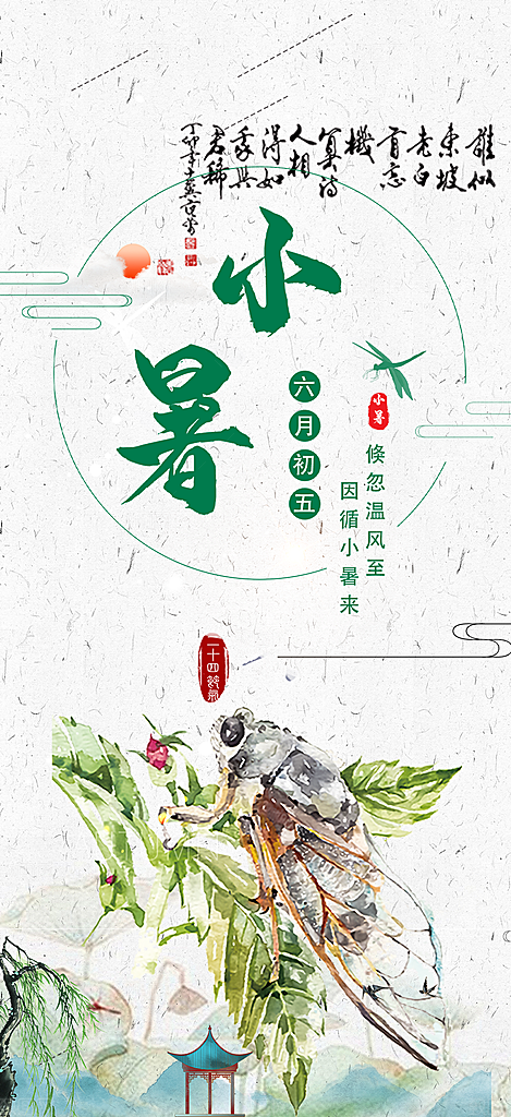 夏日二十四节气小暑节气炎热节气海报