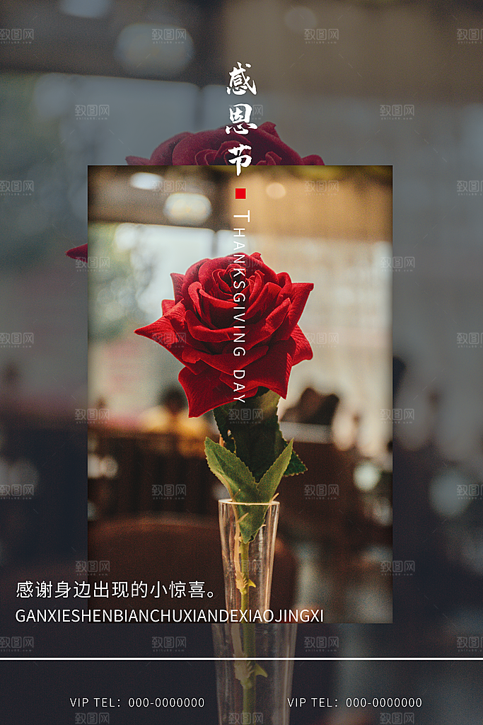 感恩节节日简约大气海报