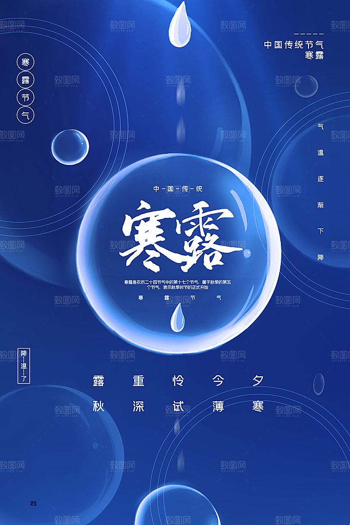 寒露节气简约大气海报
