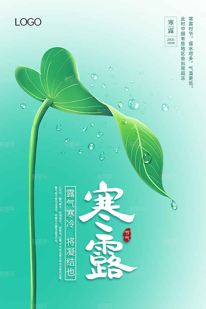 寒露节气简约大气海报