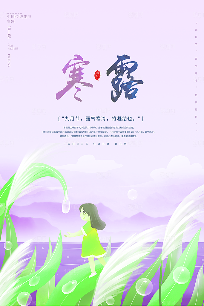 寒露节气简约大气海报