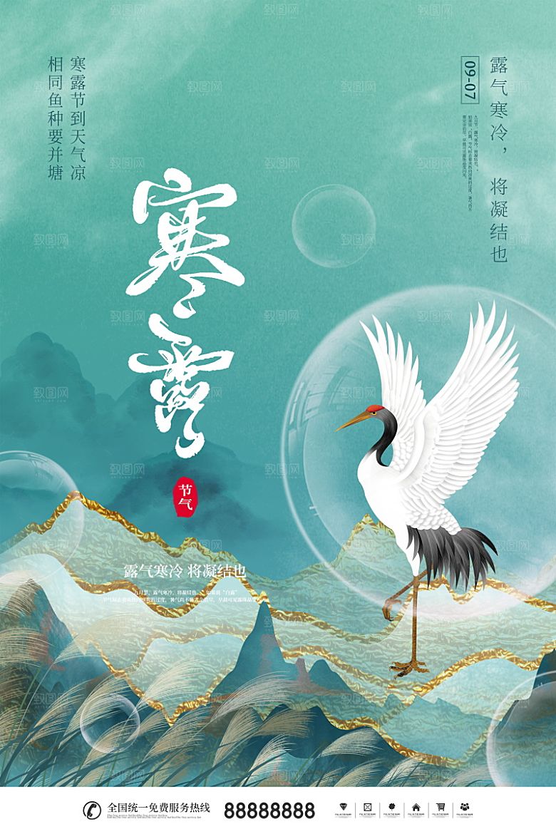 寒露节气简约大气海报