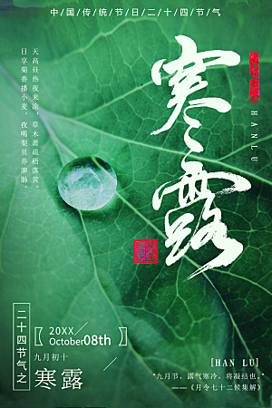 寒露节气简约大气海报