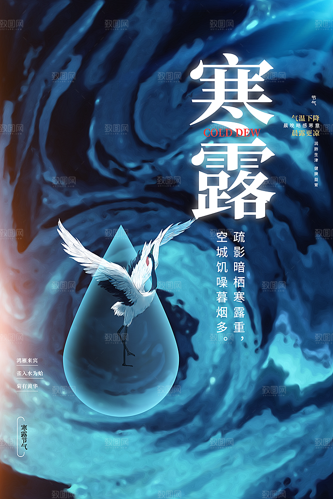 寒露节气简约大气海报