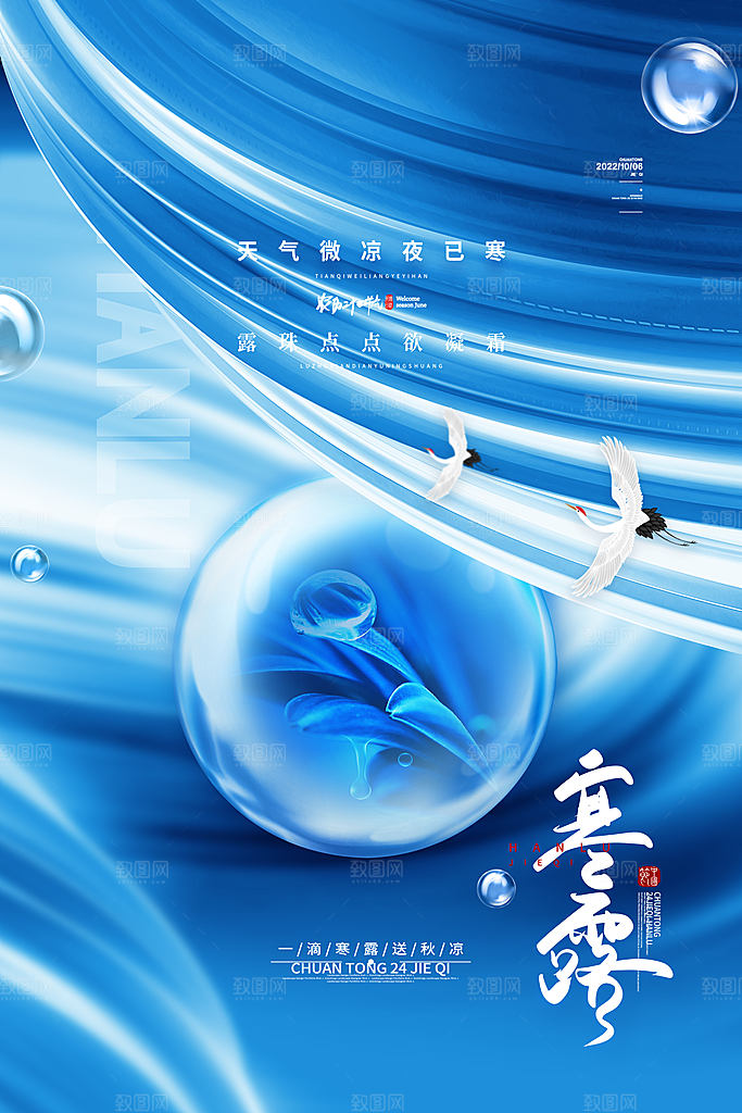 寒露节气简约大气海报