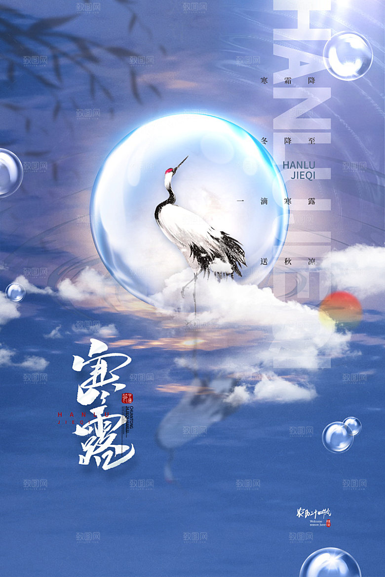 寒露节气简约大气海报