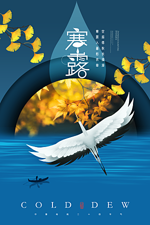 寒露节气简约大气海报