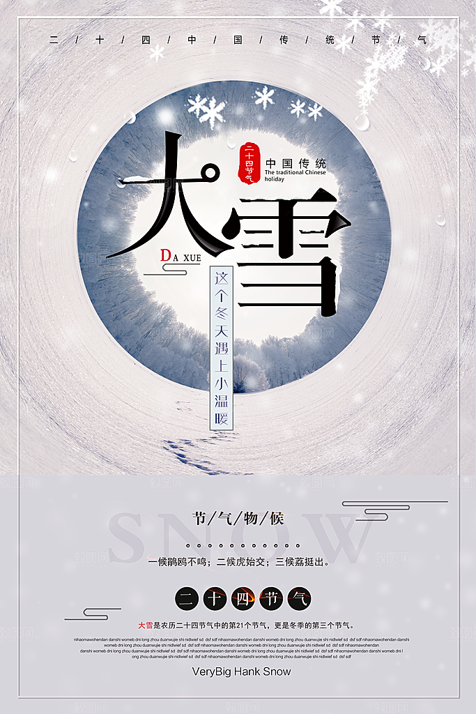 大雪节气简约大气海报