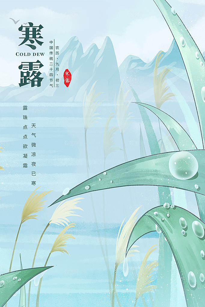 寒露节气简约大气海报