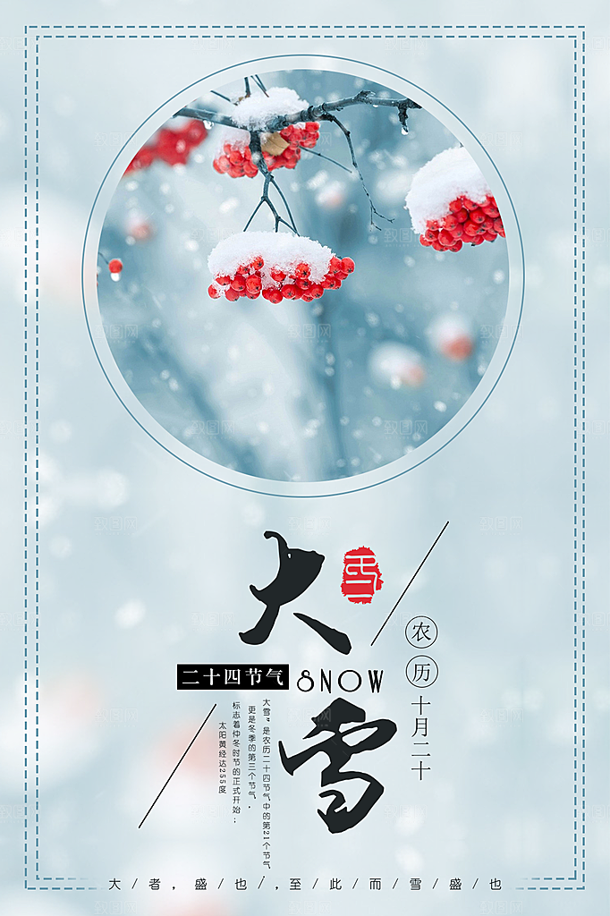 大雪节气简约大气海报
